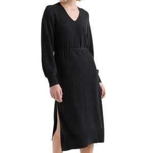 Lucky Brand  Wool V-Neck Sweater dress Dark Gray